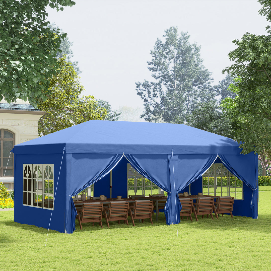 3 x 6m Garden Heavy Duty Water Resistant Pop Up Gazebo Marquee Party Tent Wedding Canopy Awning-Blue