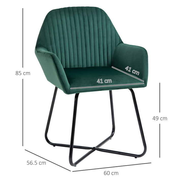 Modern Arm Chair Upholstered Accent Chair with Metal Base for Living Room Green