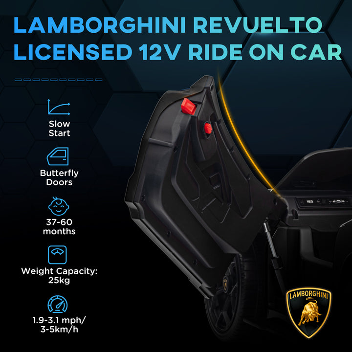 Lamborghini Revuelto Licensed 12V Ride on Car w/ Butterfly Doors Training Wheels