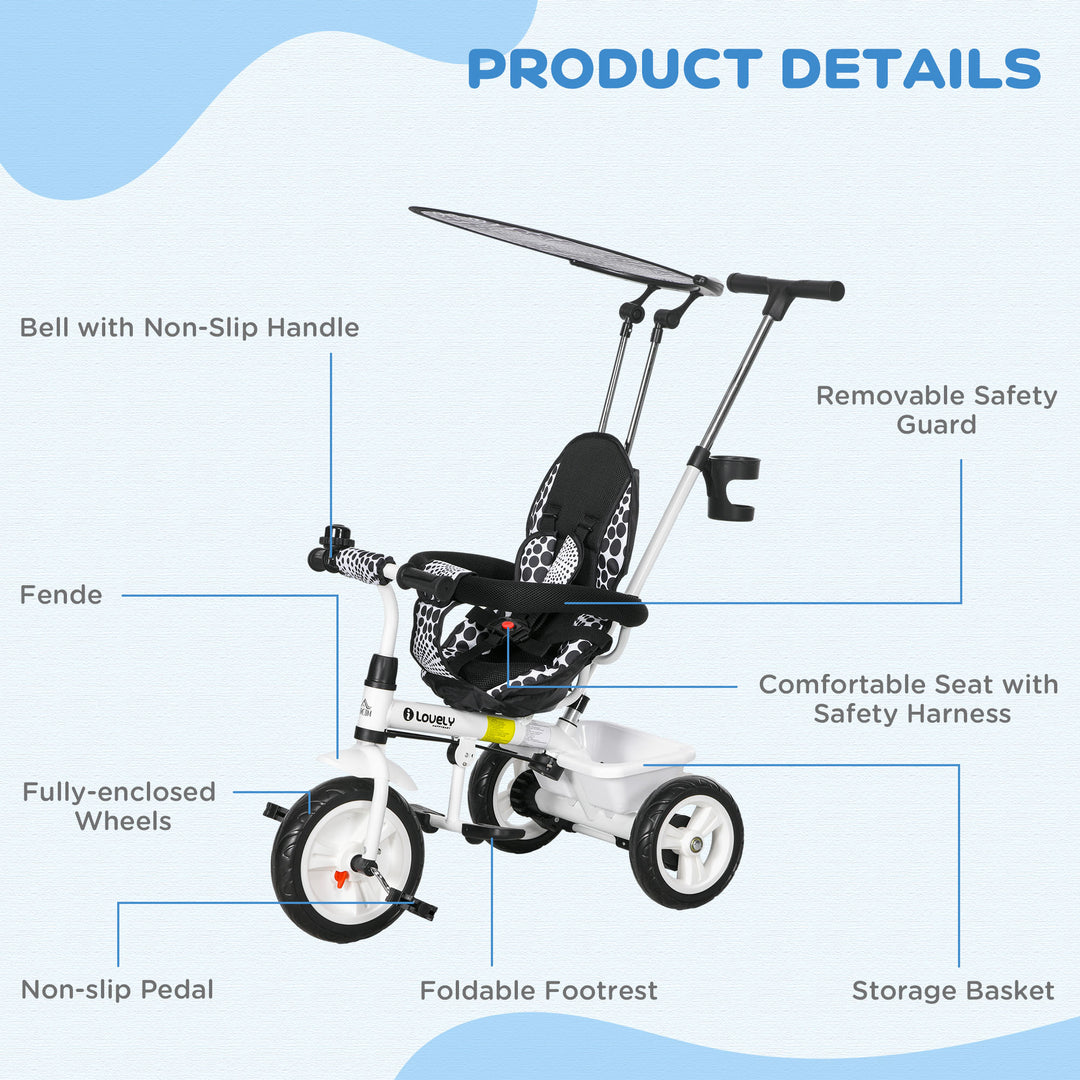 4 in 1 Tricycle for Kids with 5-point harness straps