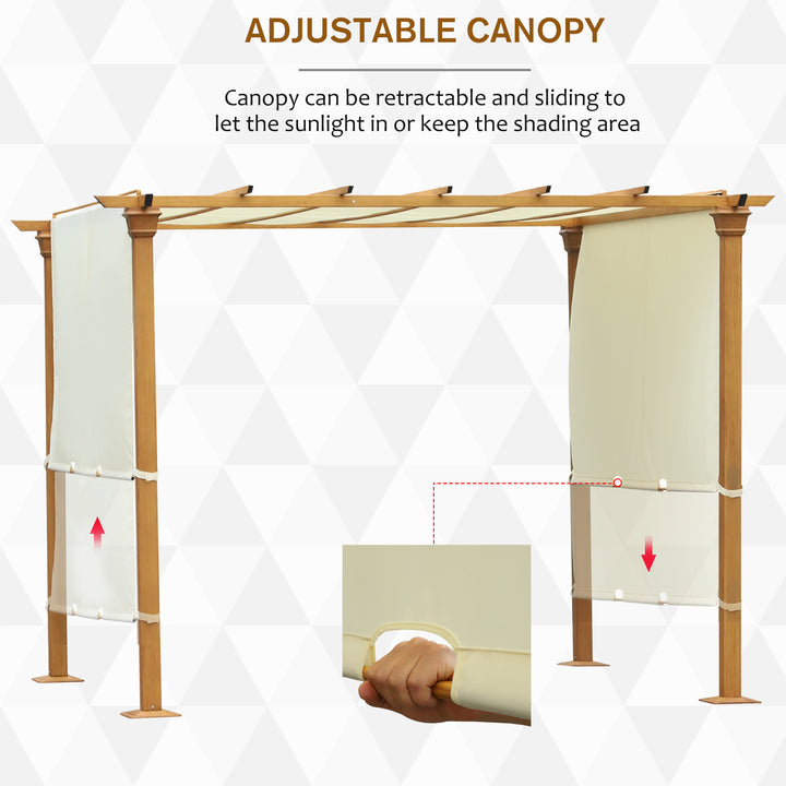 3(m) x 3(m) Garden Outdoor Retractable Pergola Gazebo with Adjustable Canopy Garden Sun Shade Patio Canopy Shelter - Beige