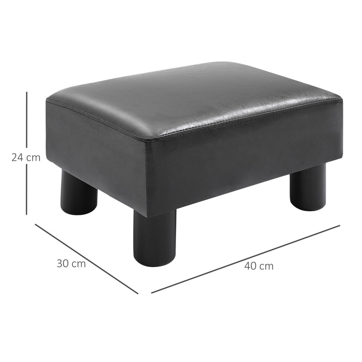 PU Leather Footstool Foot Rest Small Seat Foot Rest Chair Black Home Office with Legs 40 x 30 x 24cm