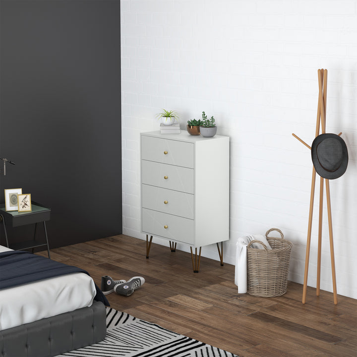 Bedroom Dresser: 4-Drawer Chest with Hairpin Legs