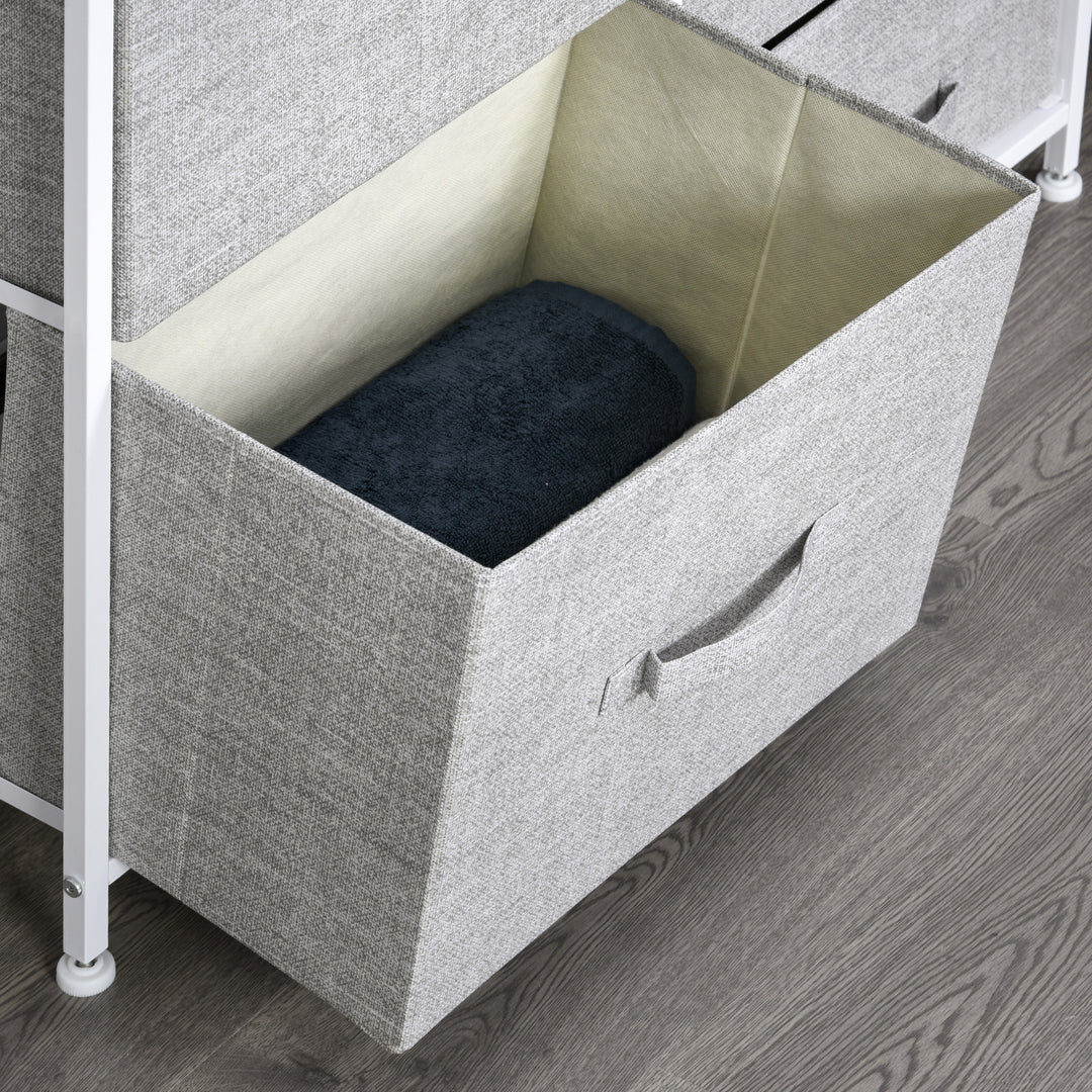 5 Drawer Linen Storage Chest Home Organisation w/ Shelf Handles Metal Frame Adjustable Feet Hallway Home Dresser Grey