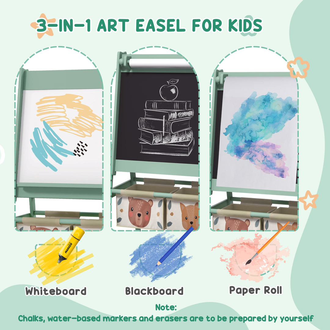 Kids Table and Chair Set and Kids Easel with Paper Roll