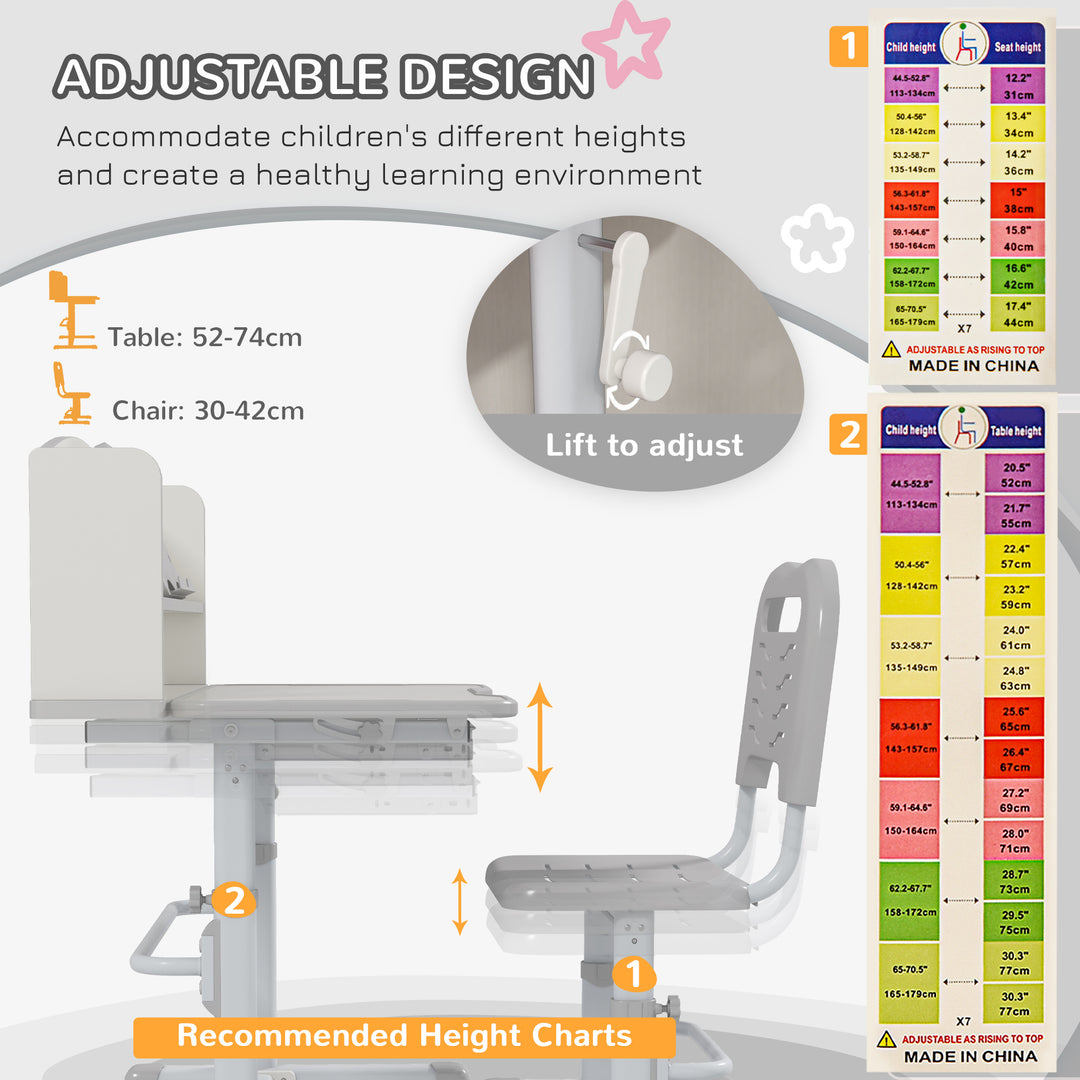 Height Adjustable Kids Study Table and Chair Set