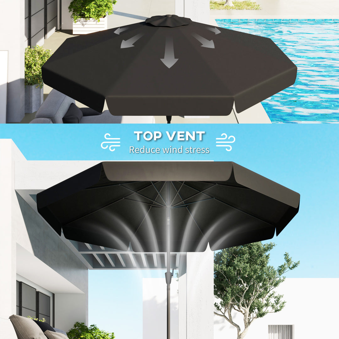 2.7m Patio Parasol: Tilting Crank Umbrella with Ruffled Canopy