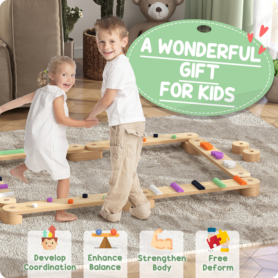 Wooden Balance Beam for Kids Build Coordination Agility and Strength