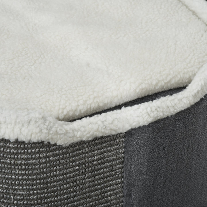 Sisal Cat Barrel with Soft Plush & Lamb Fleece Grey