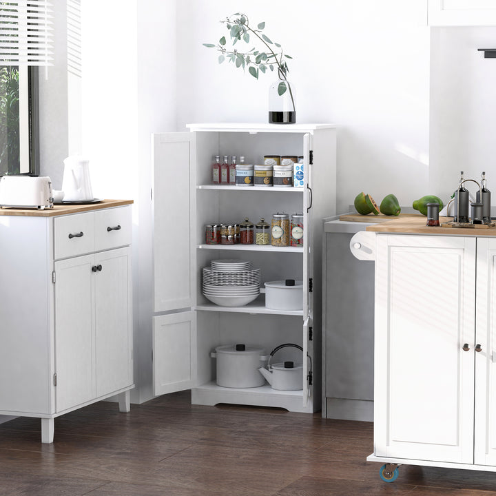 Accent Floor Storage Cabinet Kitchen Pantry with Adjustable Shelves and 2 Lower Doors