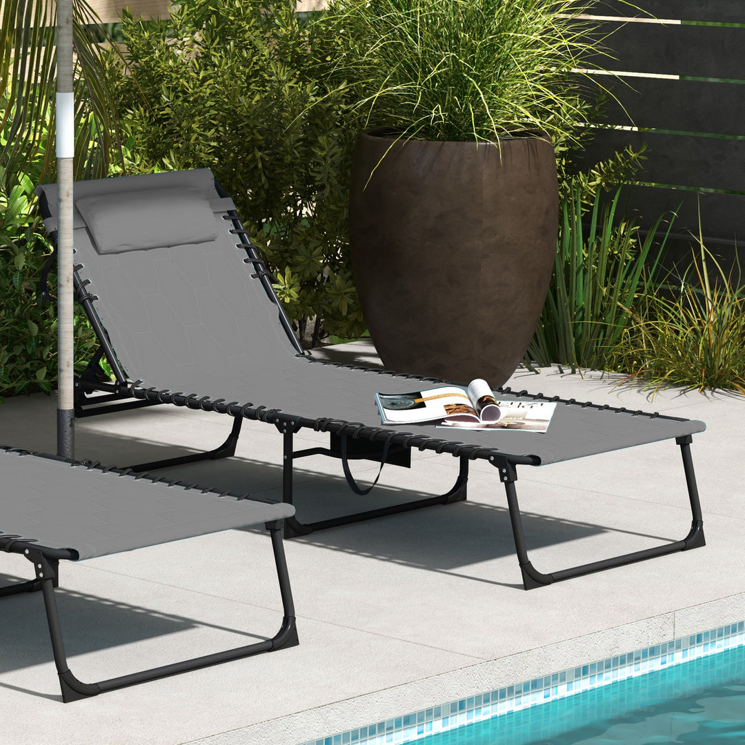 Foldable Sun Lounger with 5-level Reclining Back