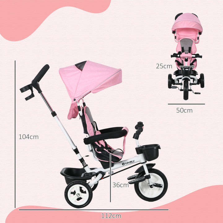 Metal Frame 4 in 1 Baby Push Tricycle with Parent Handle for 1-5 Years Old