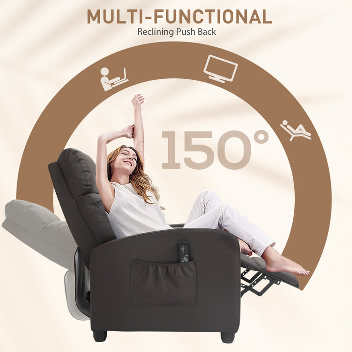 Recliner Sofa Chair PU Leather Massage Armcair w/ Footrest and Remote Control for Living Room