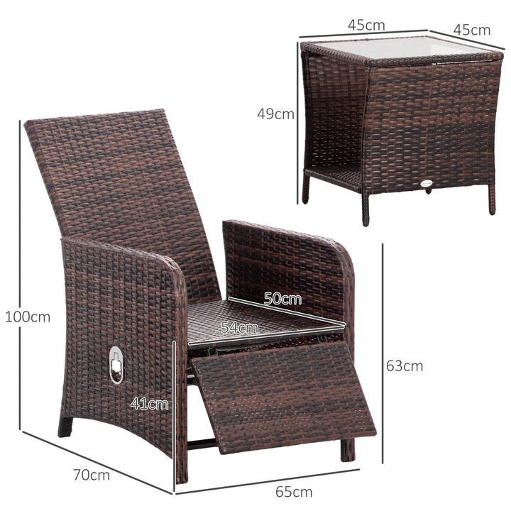 3 Pieces Rattan Bistro Set Balcony Furniture with Cushions