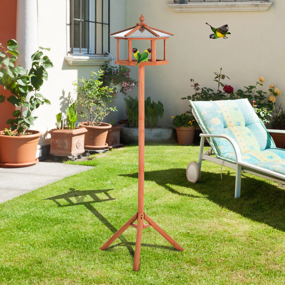 Portable Wooden Bird Feeder Station with Stand for Outdoor Use