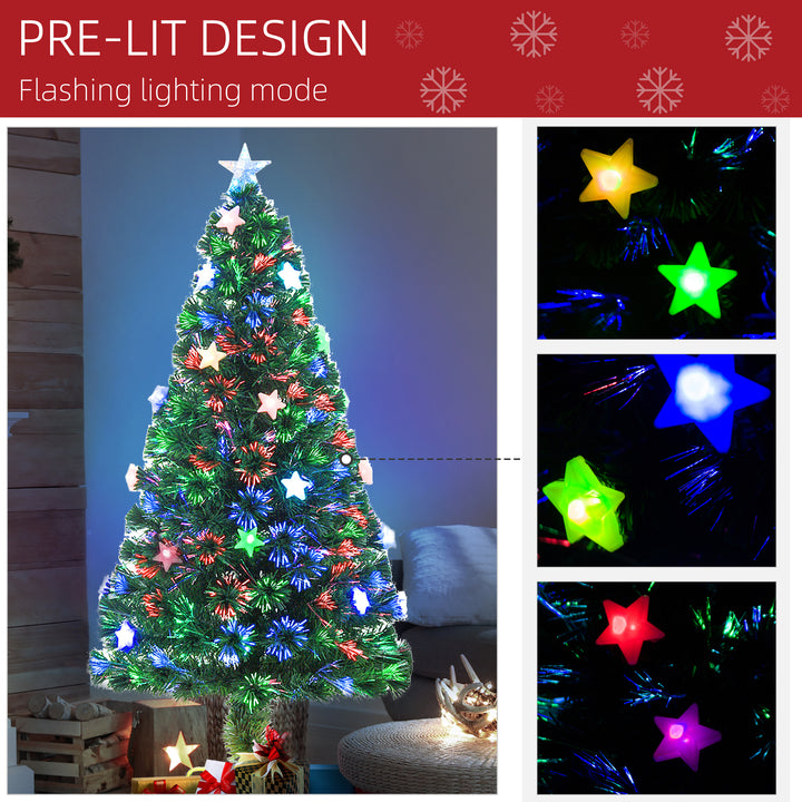 5ft 150cm Green Fibre Optic Artificial Christmas Tree W/ Stars