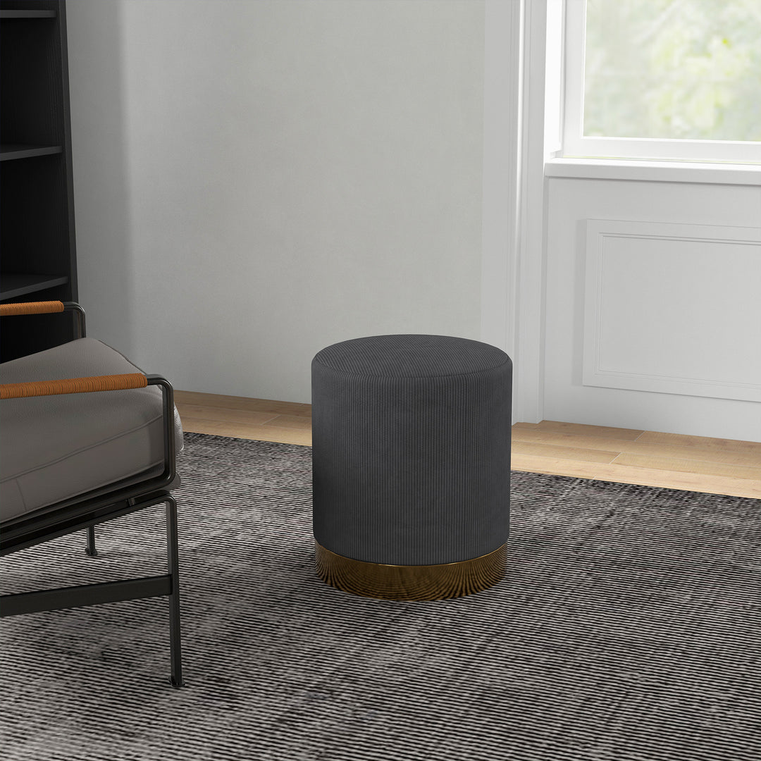 Soft Padded Corduroy Footstool - Charcoal Grey