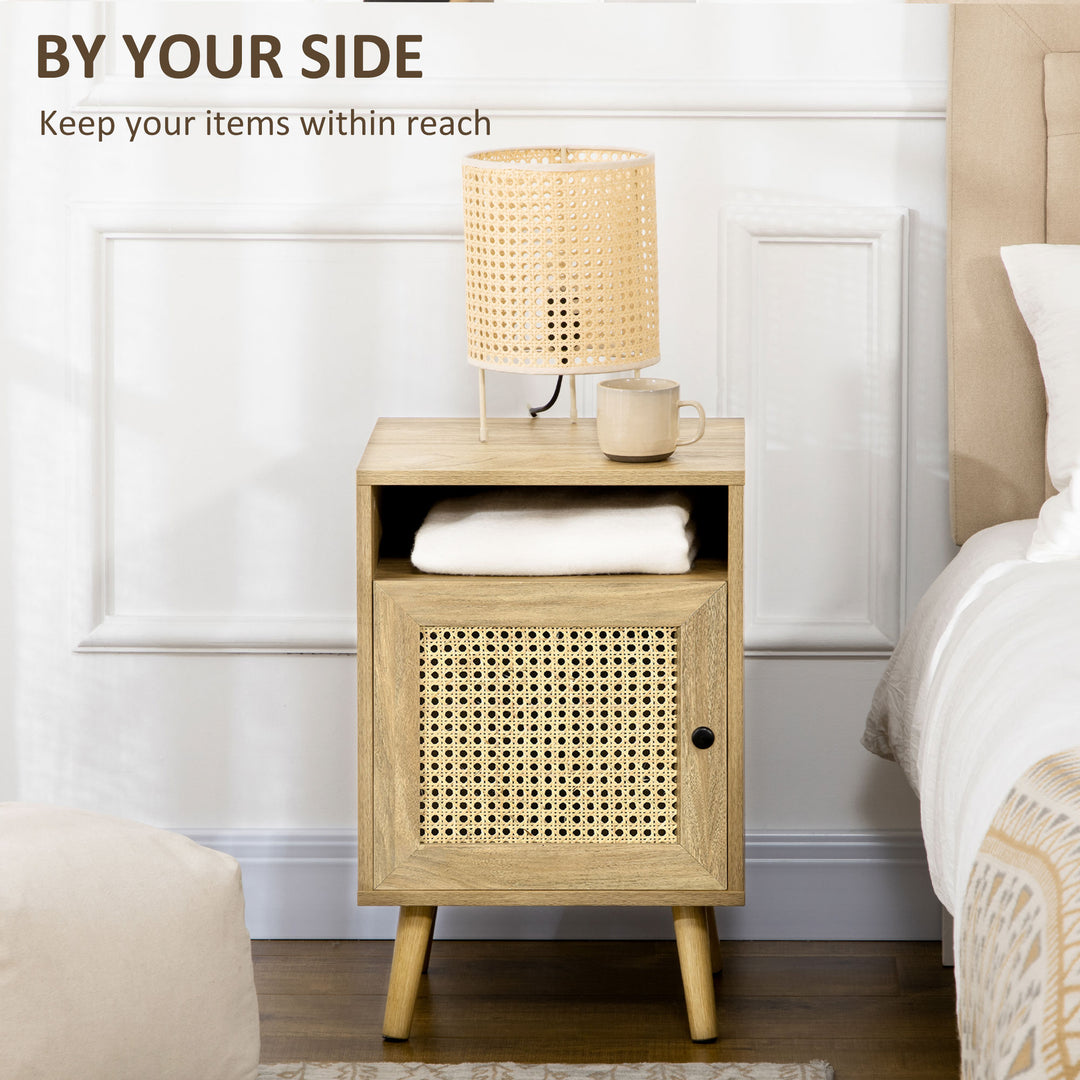 HOMCOM Bedside Table with Rattan Element