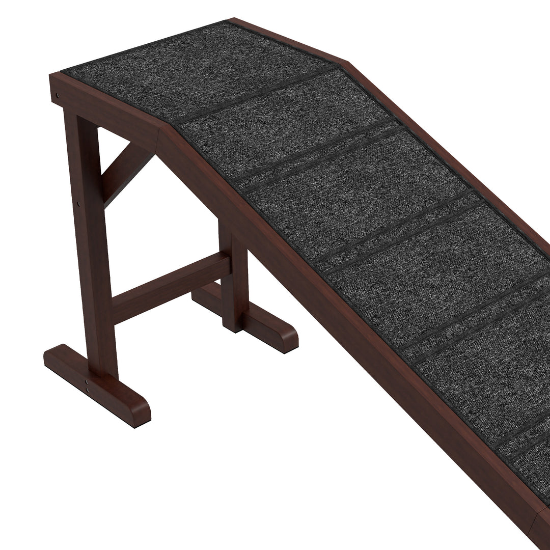 Pet Ramp for Dogs Non-slip Carpet Top Platform Pine Wood 188 x 40.5 x 63.5