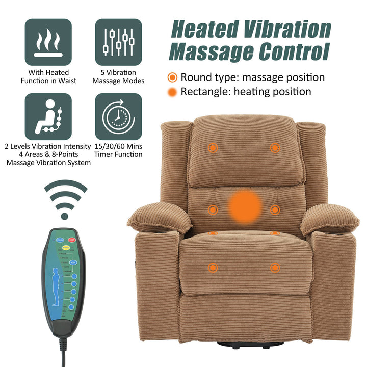 Remote Control Upholstered Oversized Power Lift Recliner Chair Sofa with Heat