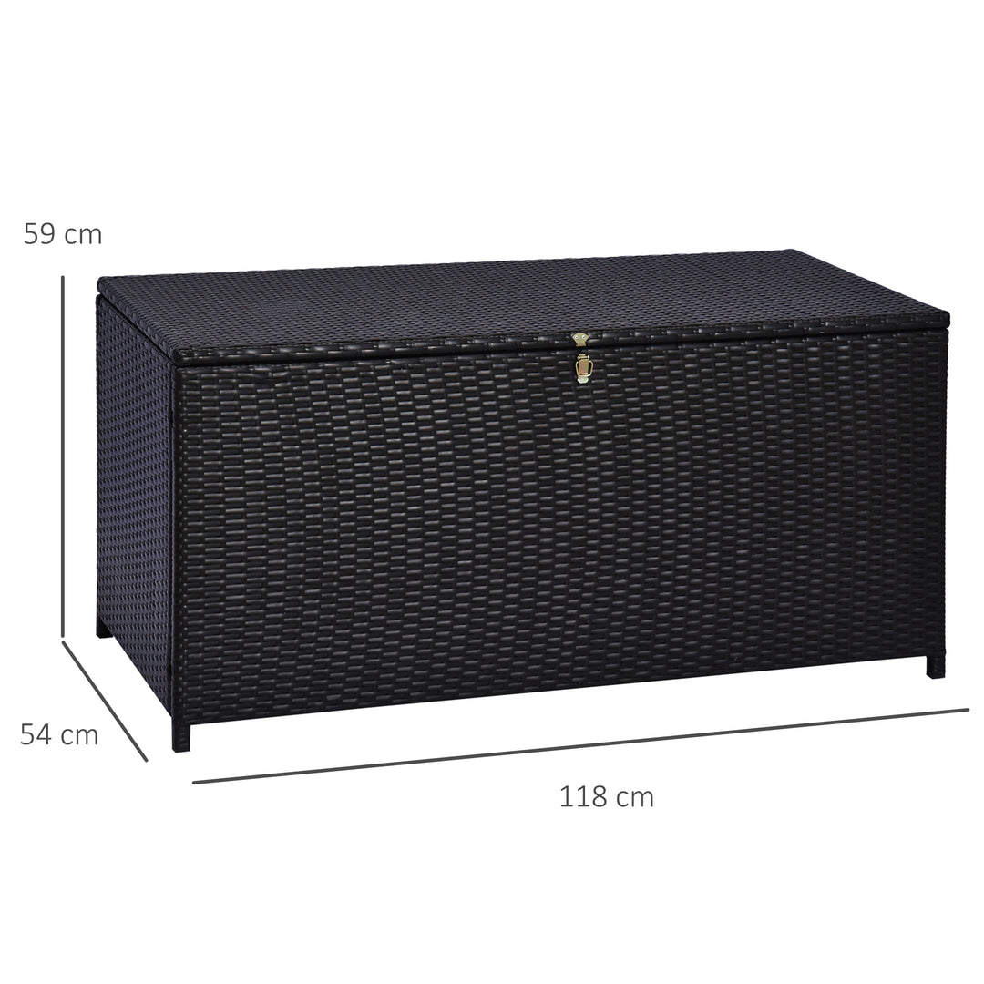 Rattan Storage Box Outdoor Indoor Wicker Cabinet Chest Garden Furniture 118 x 54 x 59cm - Dark Brown