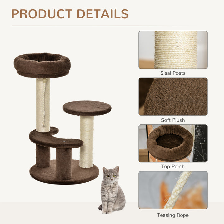 65 cm Cat Tree Cat Scratching Post Kitty Scratcher Kitten Activity Center Scratching Post Playhouse 2 Perch w/ Hanging Sisal Rope