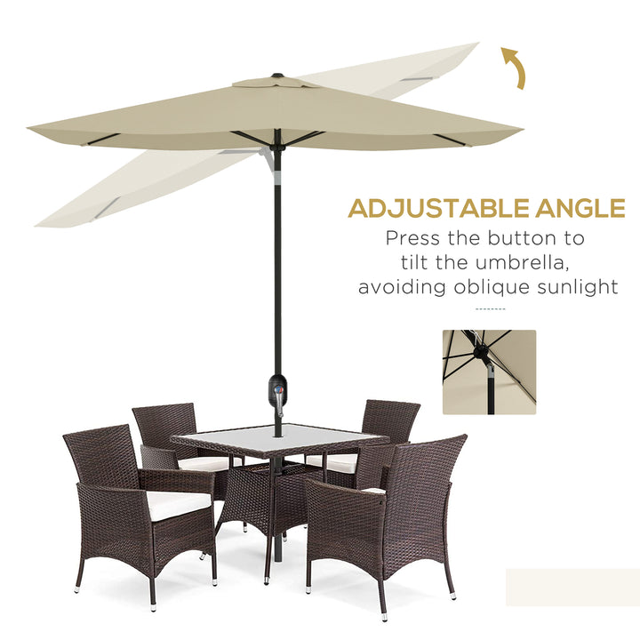 Rectangular Patio Parasol: 2x3m Market Umbrella with Crank & Tilt