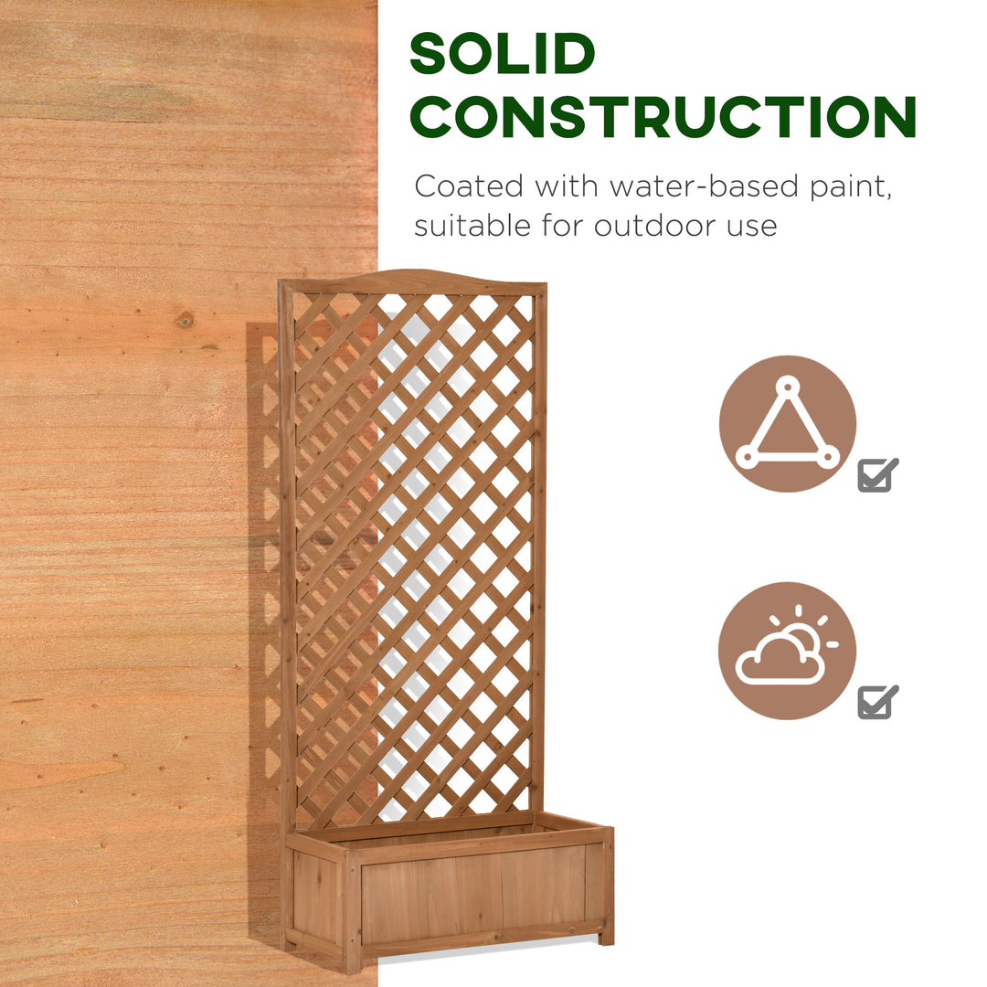 Garden Wooden Planter Box with Trellis Free Standing Flower Raised Bed with Lattice for Climbing Plants