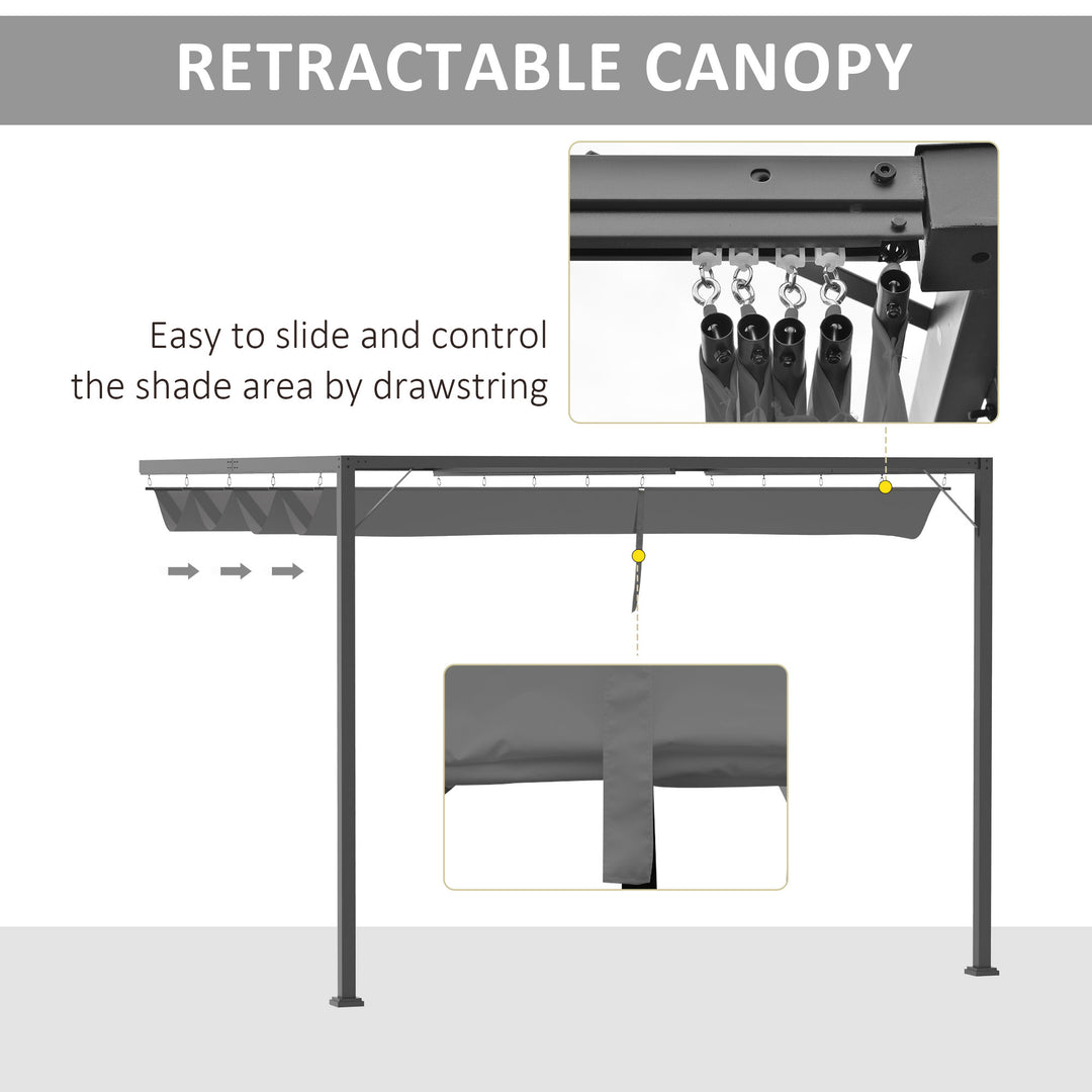 3(m) Outdoor Pergola Retractable Canopy Wall Mounted Gazebo Patio Shelter Sun Shade