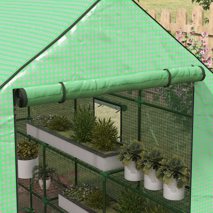 Greenhouse Oasis: Walk-In PE Cover with 3 Tier Shelves