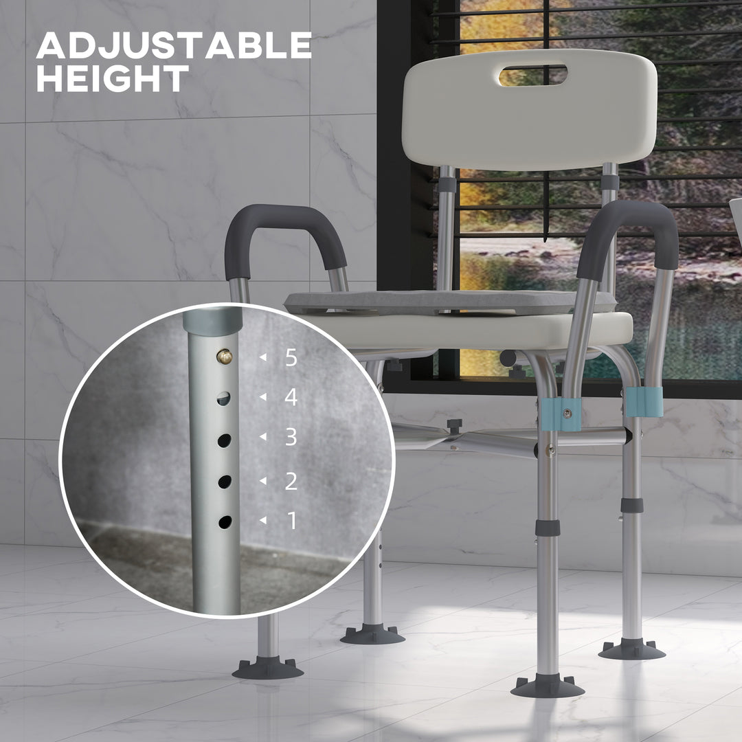 Shower Stool: Adjustable Aluminium Bath Chair with Backrest