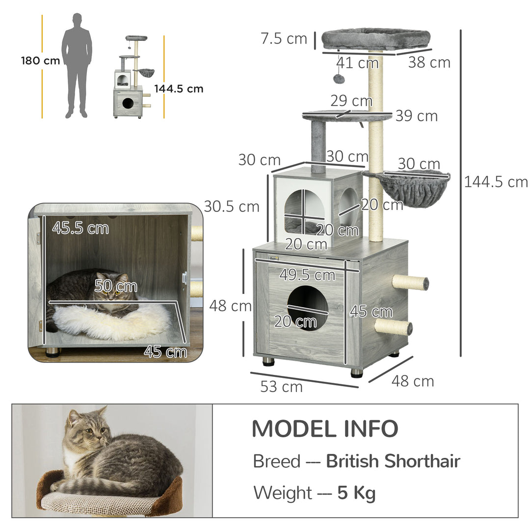 Enclosed Cat Litter Box with Cat House