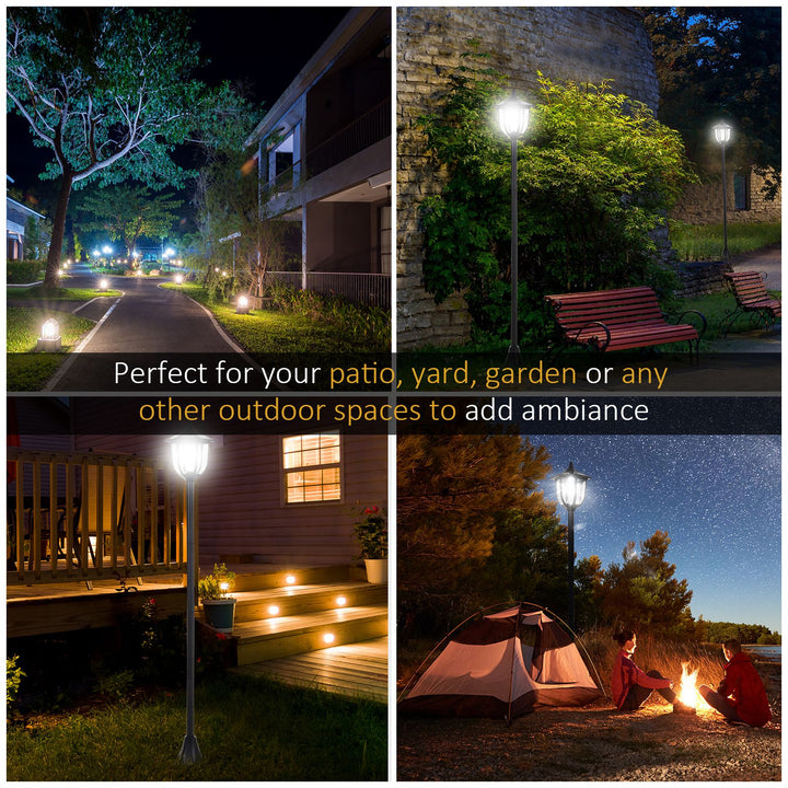 Set of 2 Outdoor Garden Solar Post Lamp Sensor Dimmable LED Lantern Bollard IP44 Energy-saving 1.2M Tall