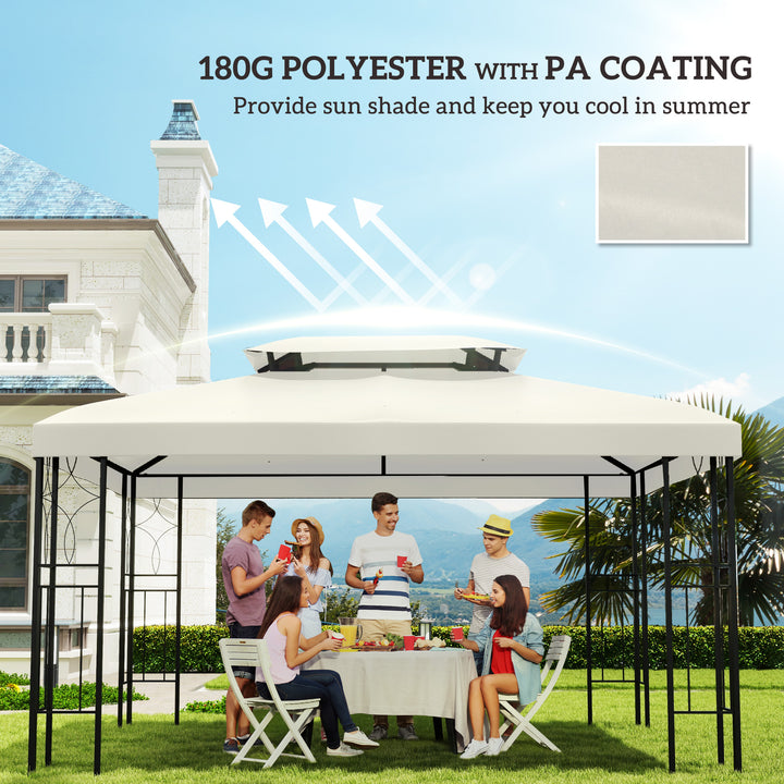 3x4m Gazebo Replacement Roof Canopy 2 Tier Top UV Cover Garden Patio Outdoor Sun Awning Shelters Cream (TOP ONLY)