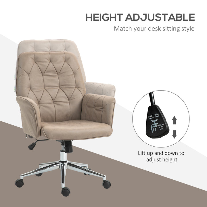 Vinsetto Ergonomic Microfibre Office Chair, Swivel Desk Chair with Adjustable Height & Armrests, Beige Aosom UK