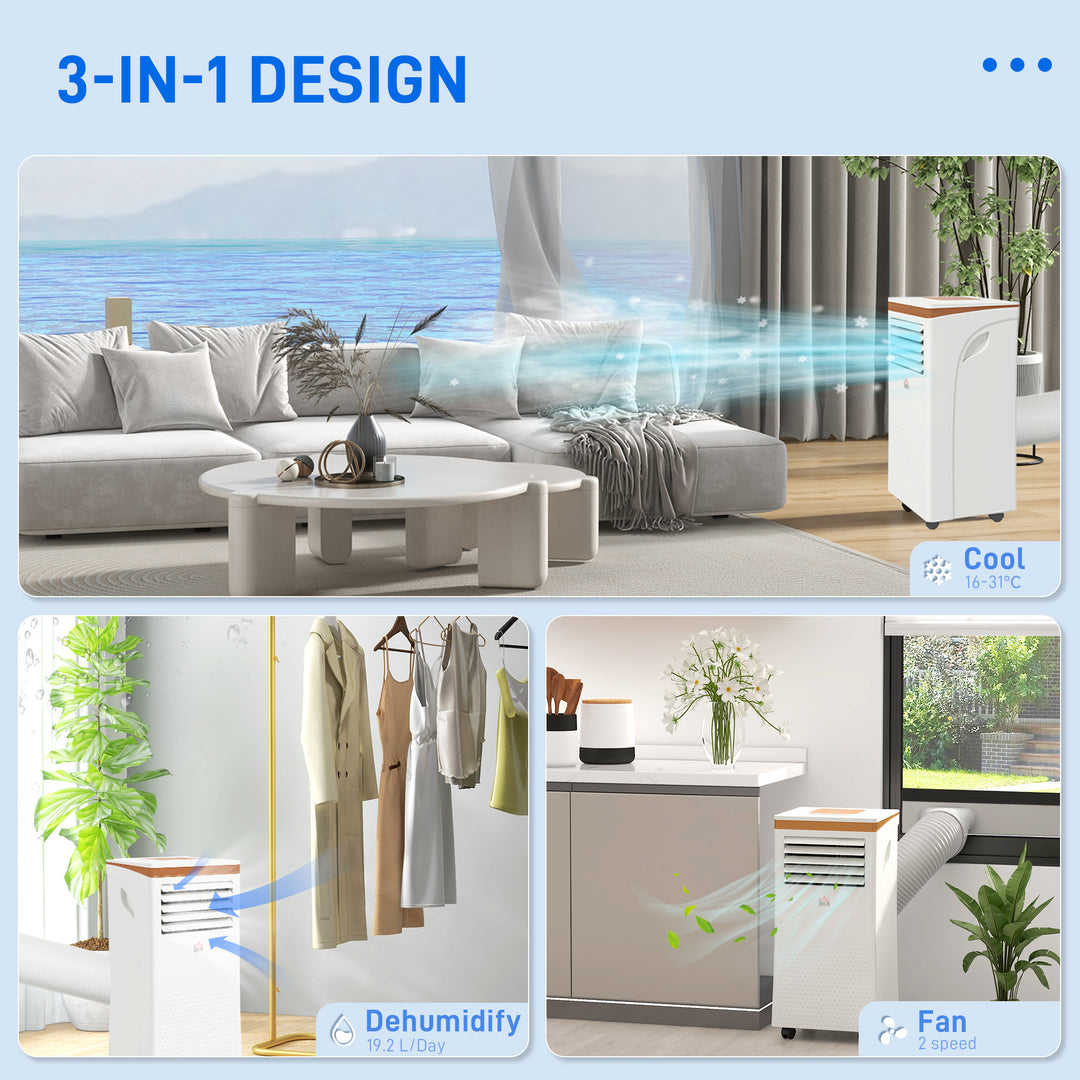 7000 BTU 4-In-1 Compact Portable Mobile Air Conditioner Unit Cooling Dehumidifying Ventilating w/ Fan Remote LED Display