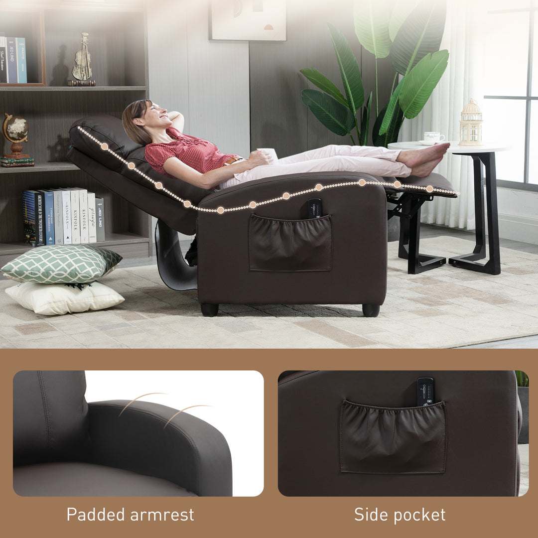 Recliner Sofa Chair PU Leather Massage Armcair w/ Footrest and Remote Control for Living Room