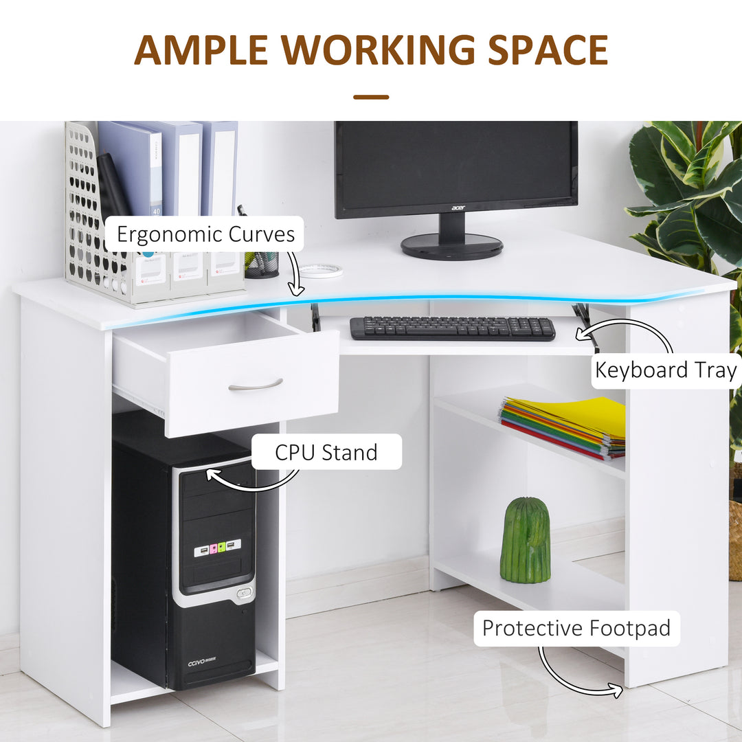 HOMCOM L-Shaped Desk with 2 Shelves