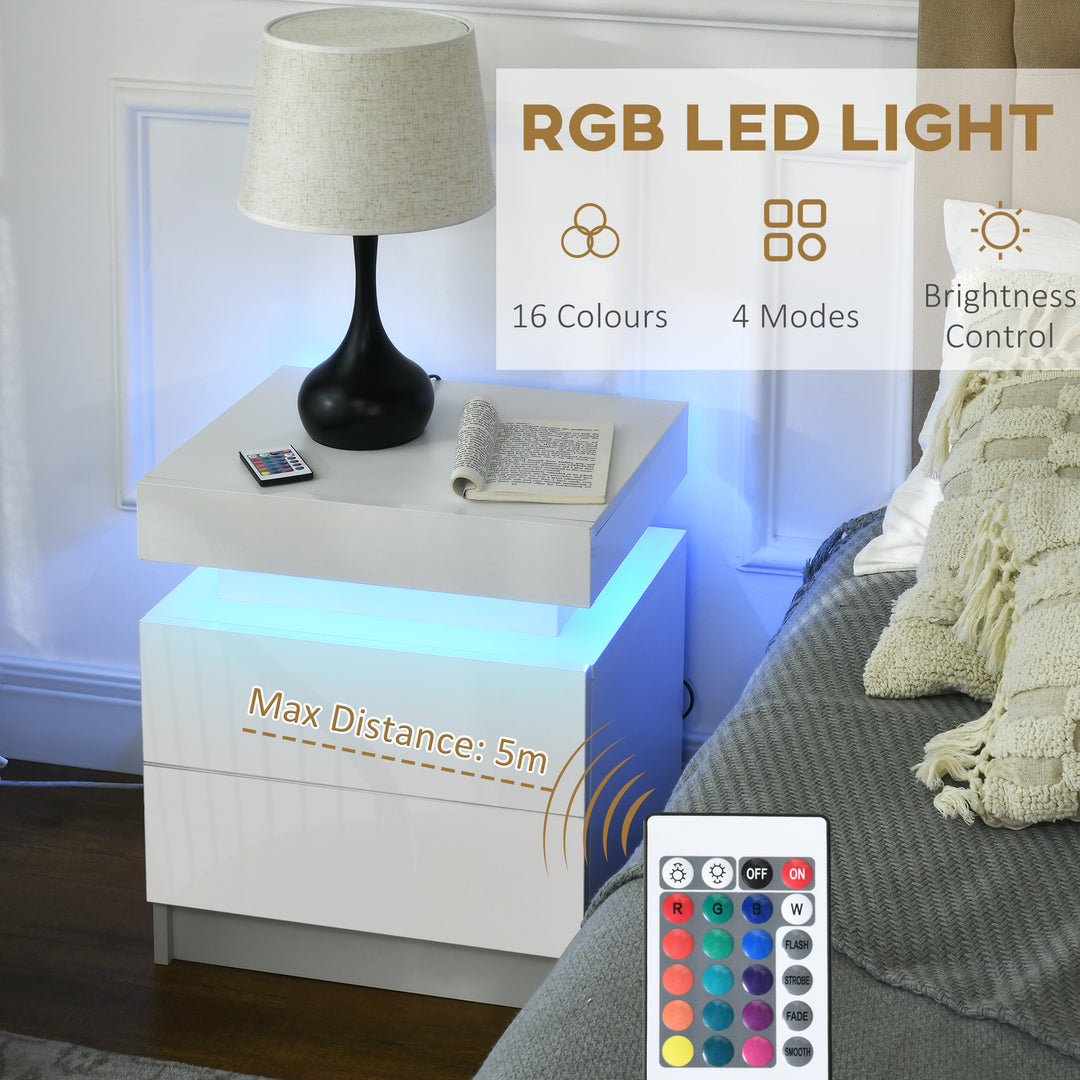 White Bedside Cabinets with LED Light