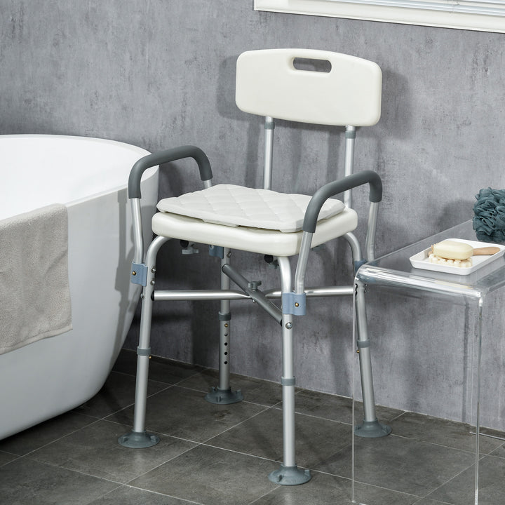 Shower Stool: Adjustable Aluminium Bath Chair with Backrest