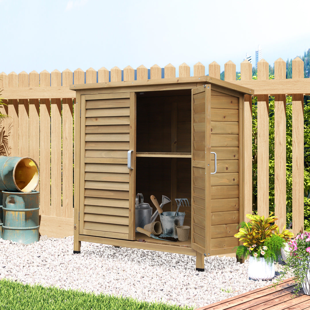 Garden Storage Unit Solid Fir Wood Garage Organisation Sturdy Cabinet Outdoor