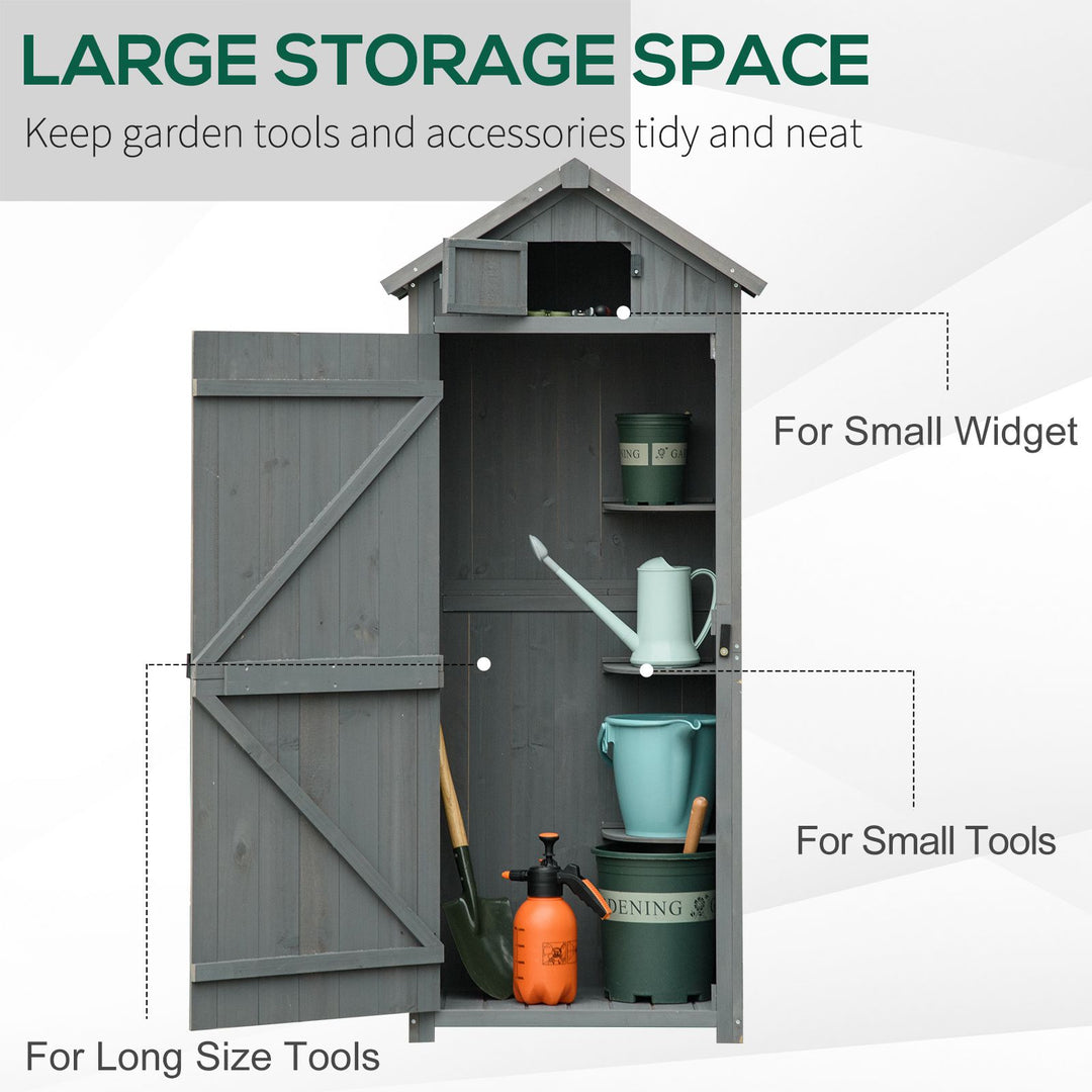 Garden Shed Vertical Utility 3 Shelves Shed Wood Outdoor Garden Tool Storage Unit Storage Cabinet