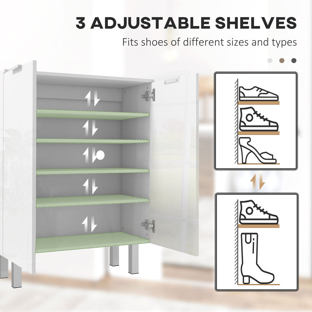 HOMCOM Narrow Shoe Storage Cabinet with Soft-Close Hinges, Adjustable Shelves