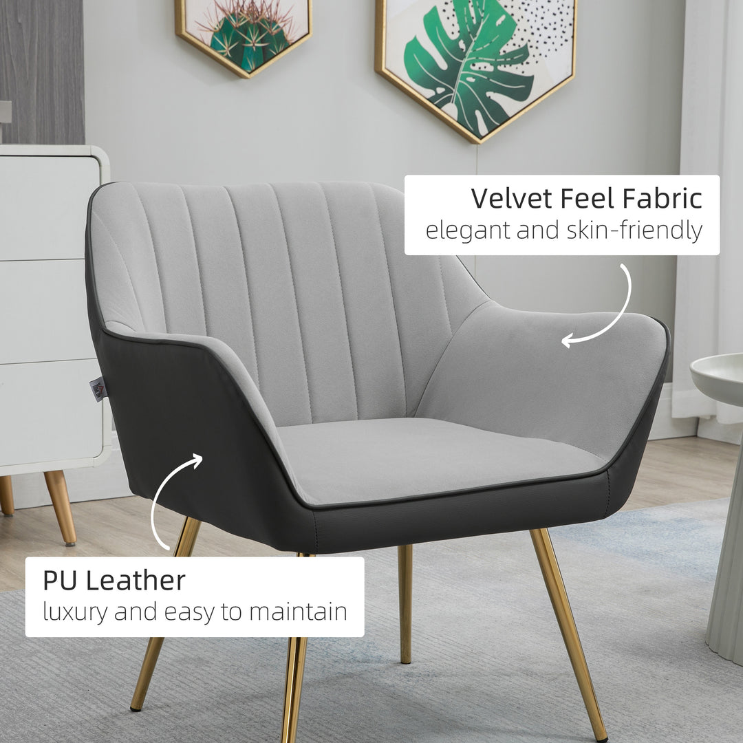 Velvet Accent Chair: Luxurious Armchair with Golden Legs for Lounge & Bedroom