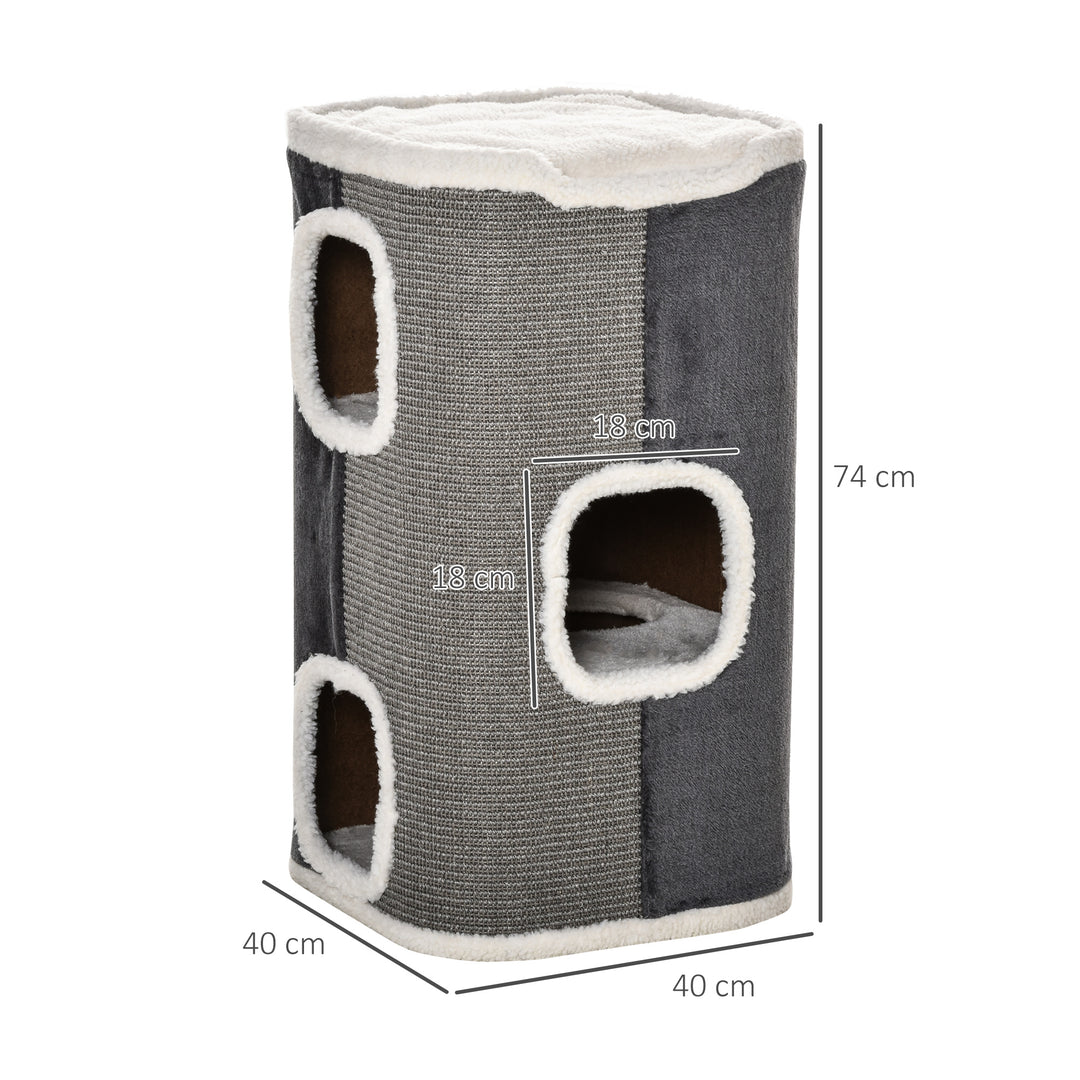 Sisal Cat Barrel with Soft Plush & Lamb Fleece Grey