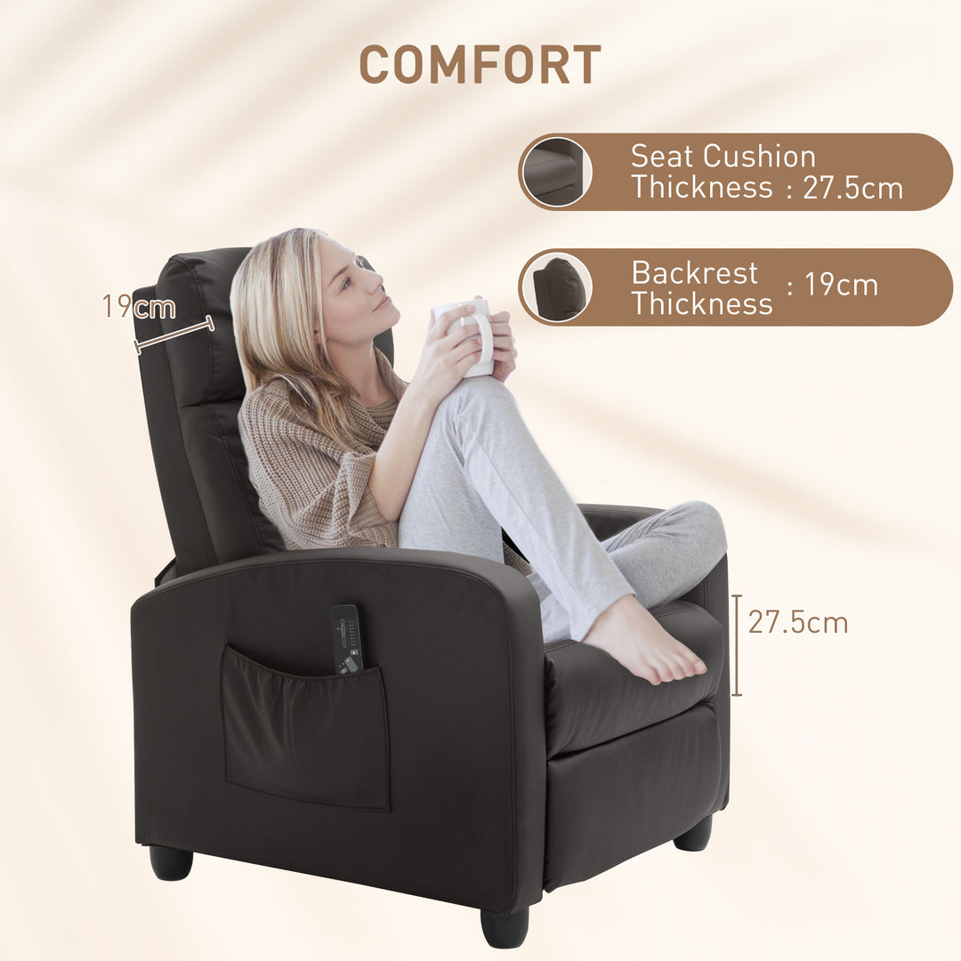 Recliner Sofa Chair PU Leather Massage Armcair w/ Footrest and Remote Control for Living Room