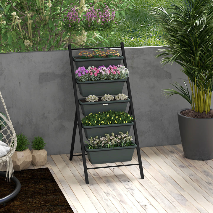 Vertical Veggie Villa: 5-Tier Raised Planter for Outdoor Herbs & Blooms