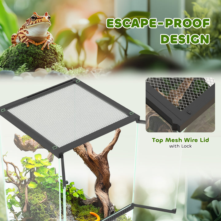 40L Vivarium for Lizards Frogs Snakes Turtles Tortoises w/ Anti Escape Design