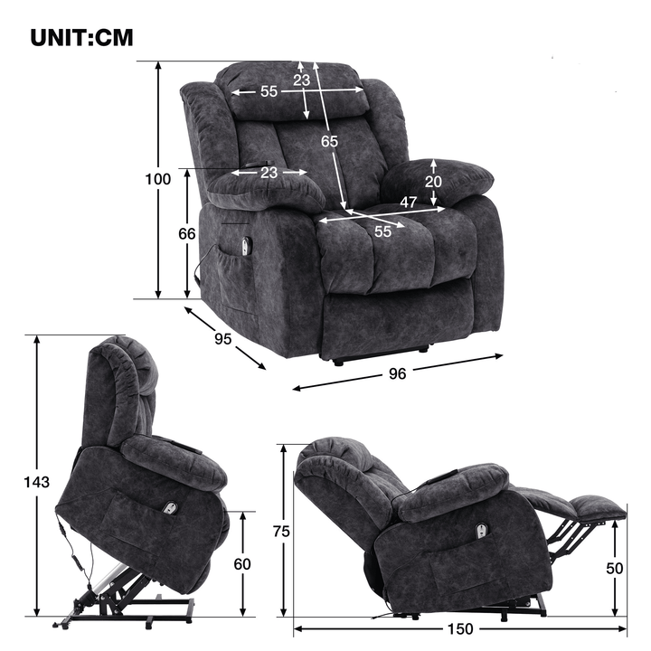 Power Lift Recliner Massage Sofa with Heat & Vibration