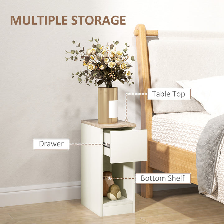 HOMCOM Set of Two Modern Storage Bedside Tables - White Aosom UK